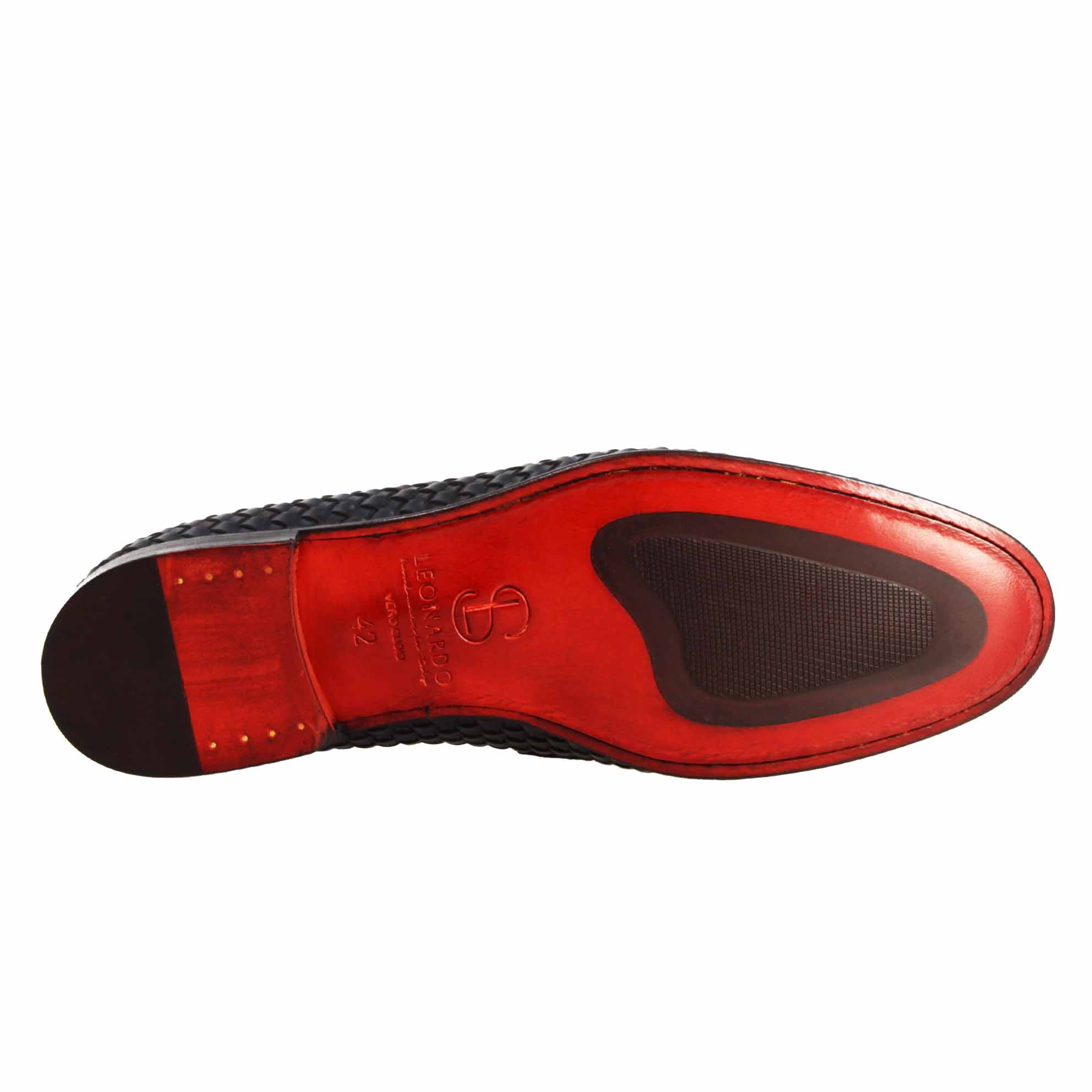 Leonardo Shoes Bellagio Mocassini Uomo Pelle Intrecciata Blu