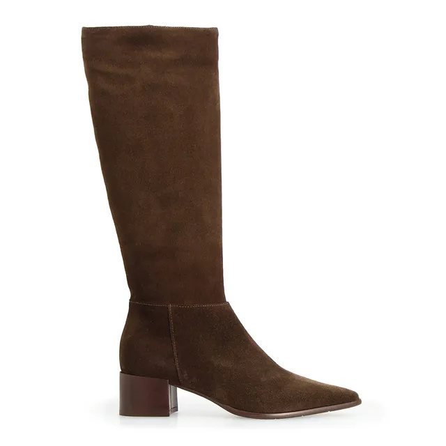 Leonardo Shoes Medicea Stivale Donna Camoscio Marrone Scuro