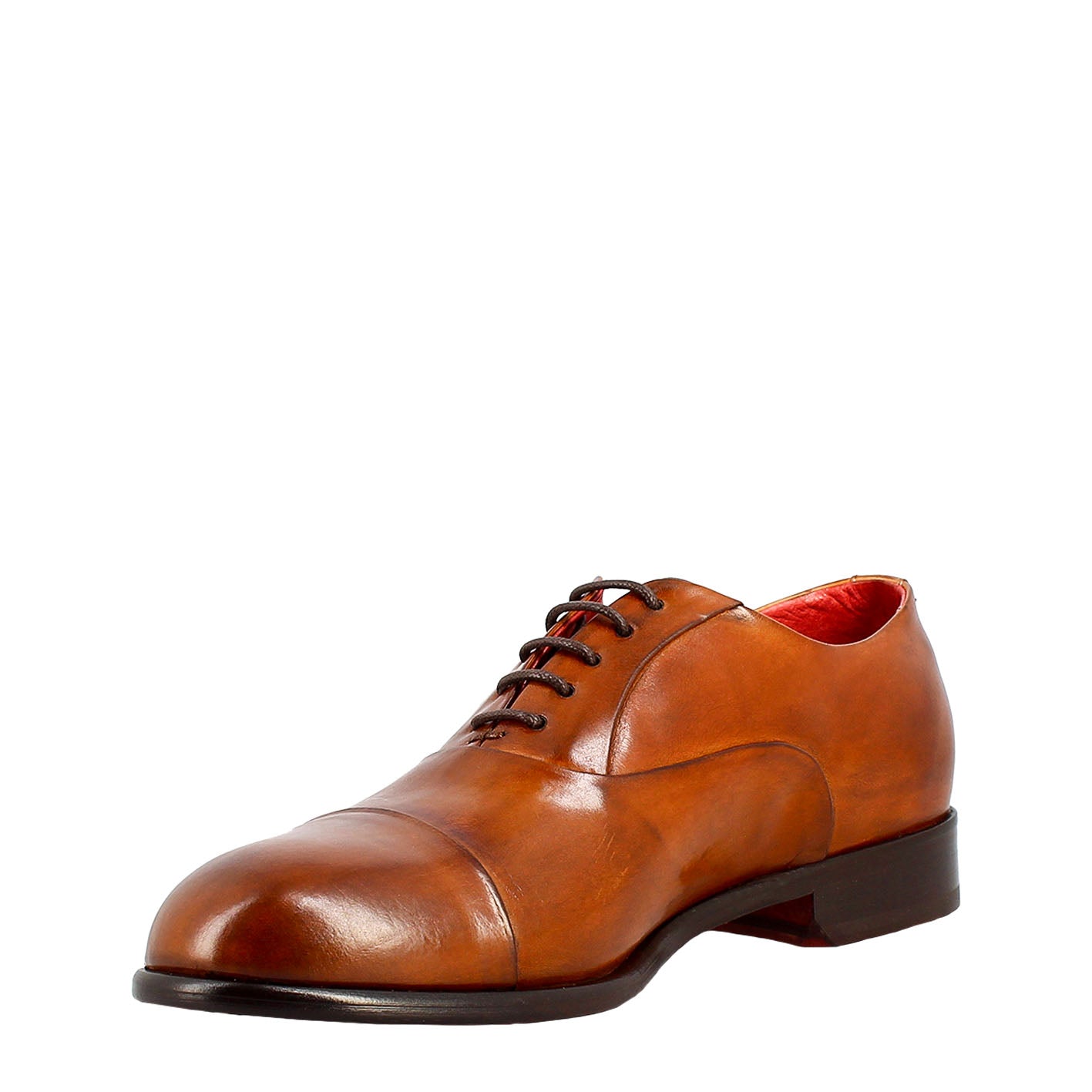 Leonardo Shoes Francesine Uomo Oxford Marrone Pelle Suola Cuoio