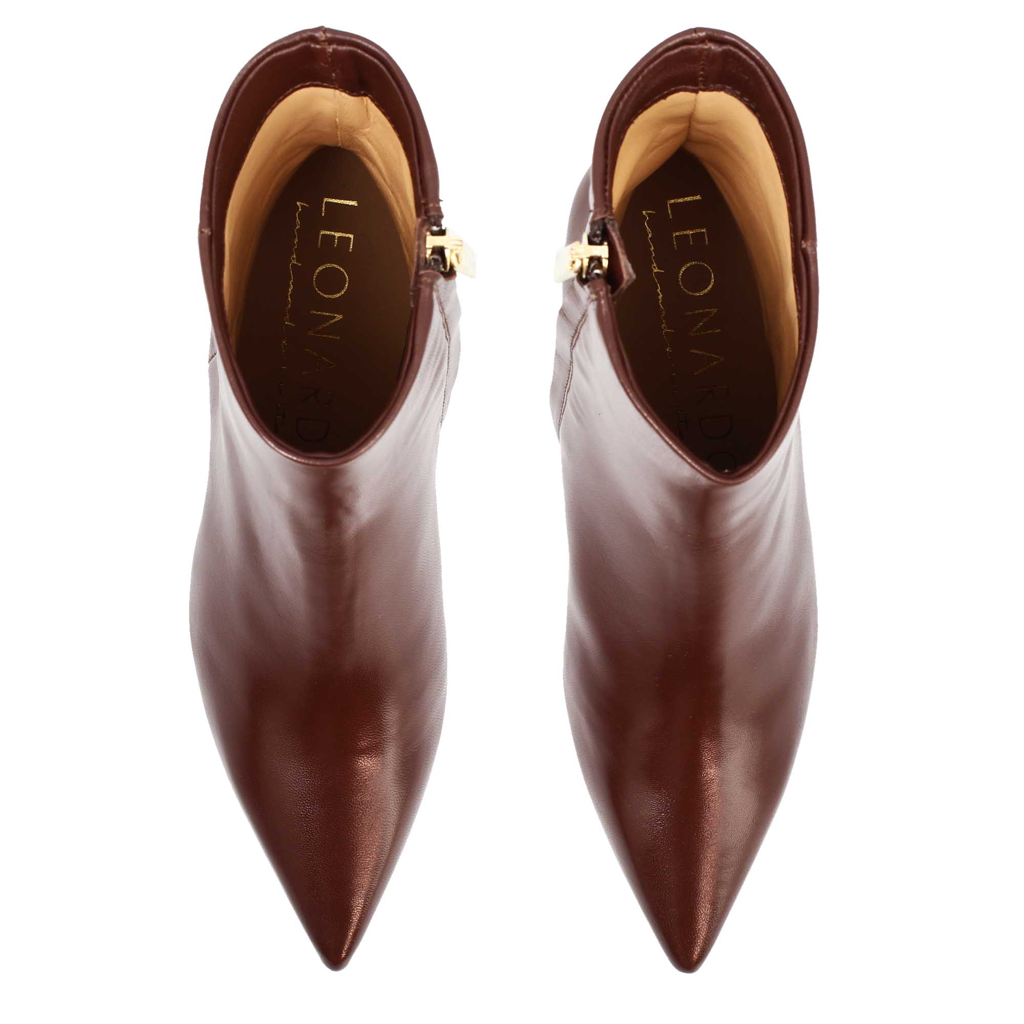 Leonardo Shoes Gioconda stivaletti pelle marrone tacco 5cm
