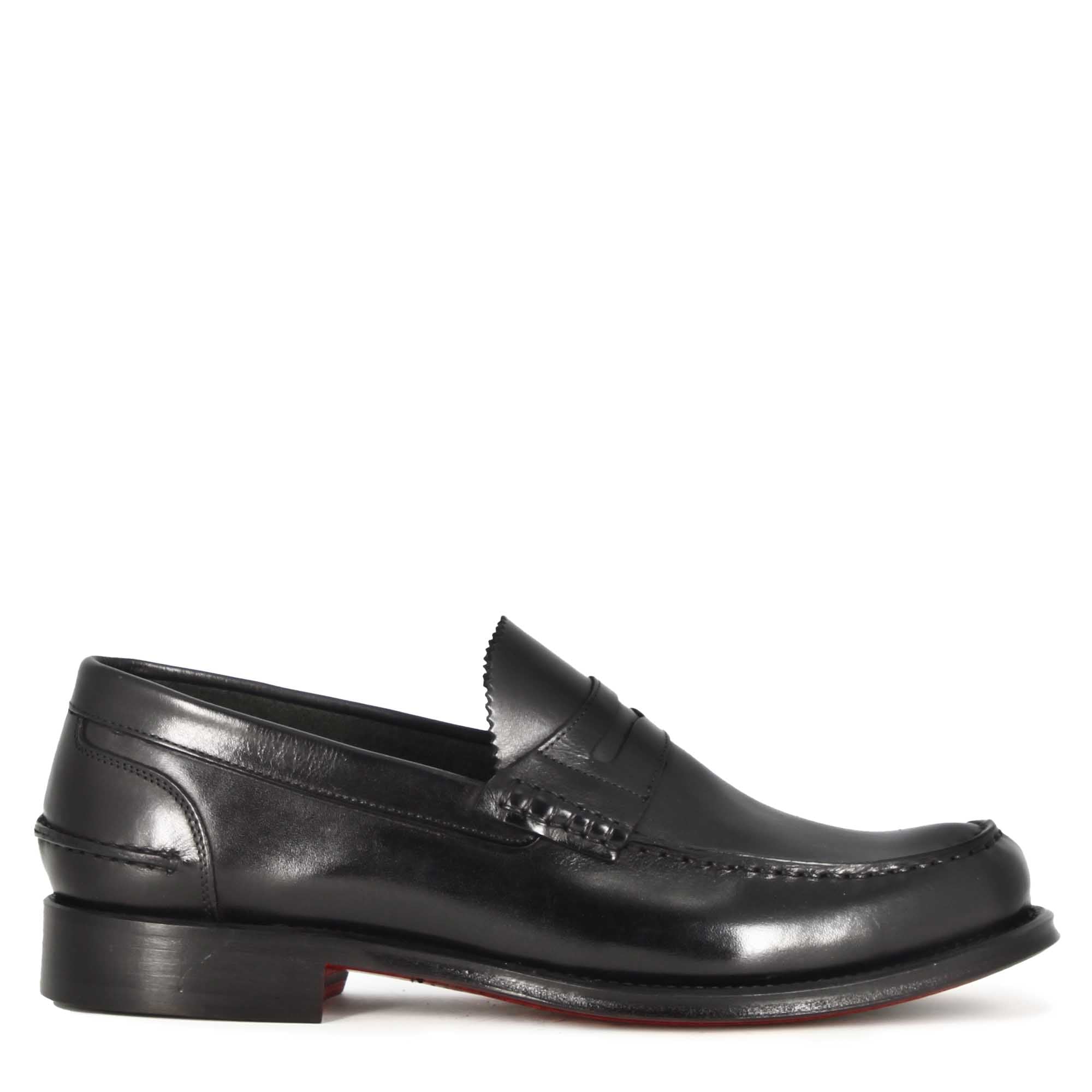 Leonardo Shoes College mocassino uomo pelle nero leone