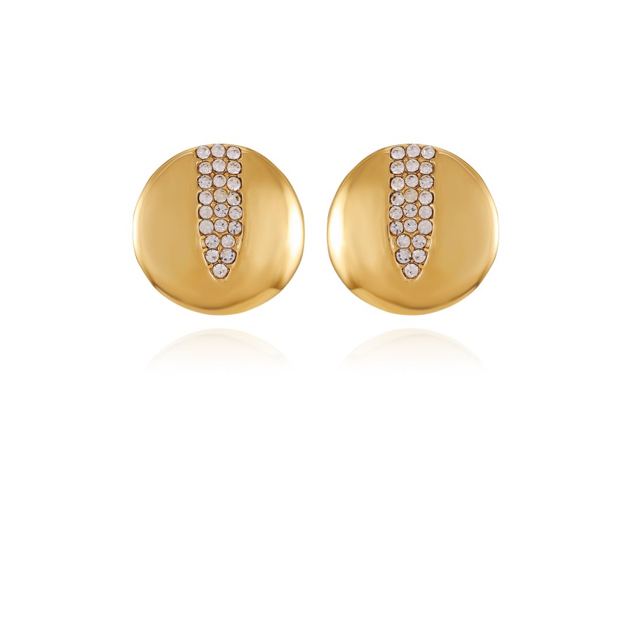 Vince Camuto Earrings Orecchini Bottone Moneta Oro Cristallo