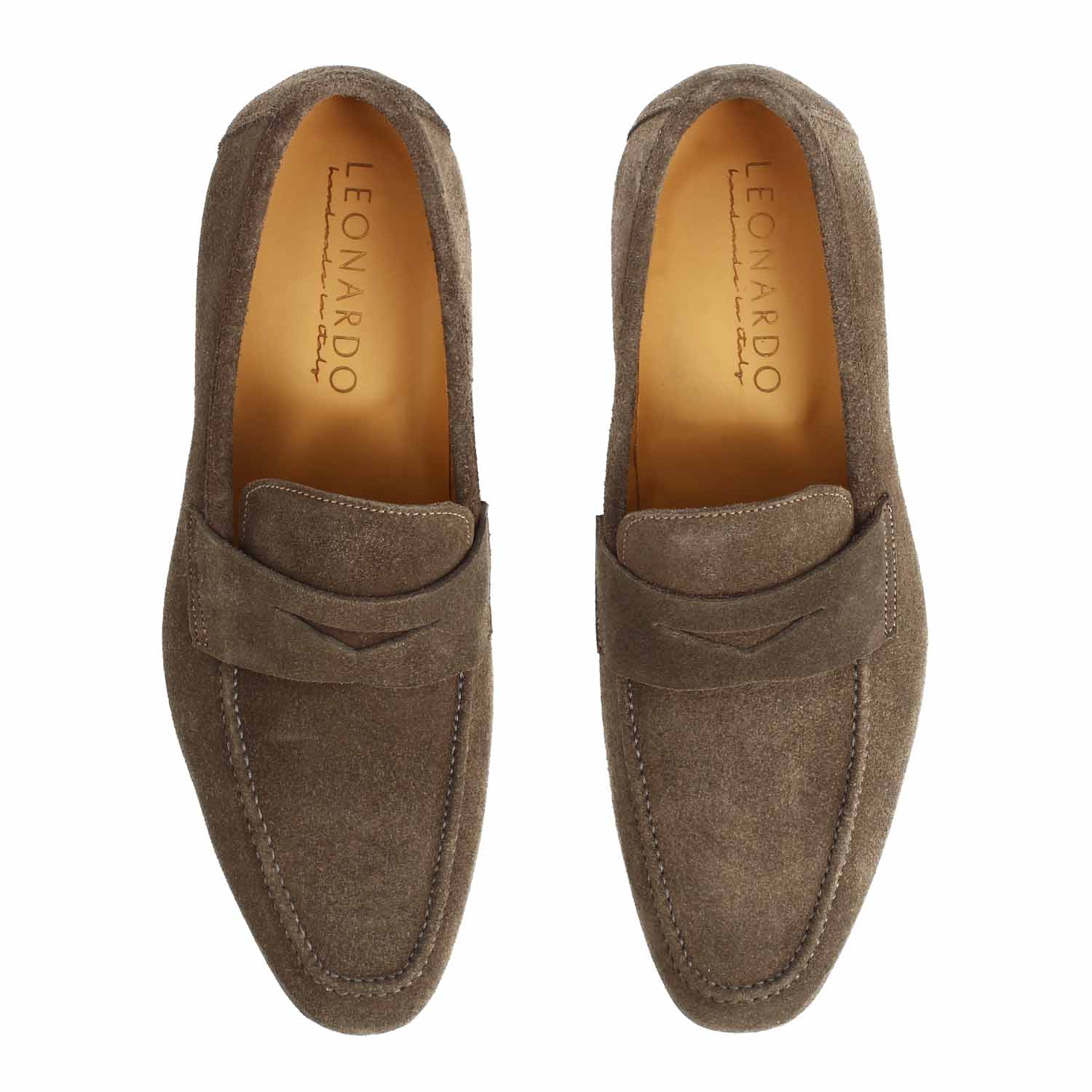 Leonardo Shoes Mocassini Uomo Manfredo camoscio marrone scuro