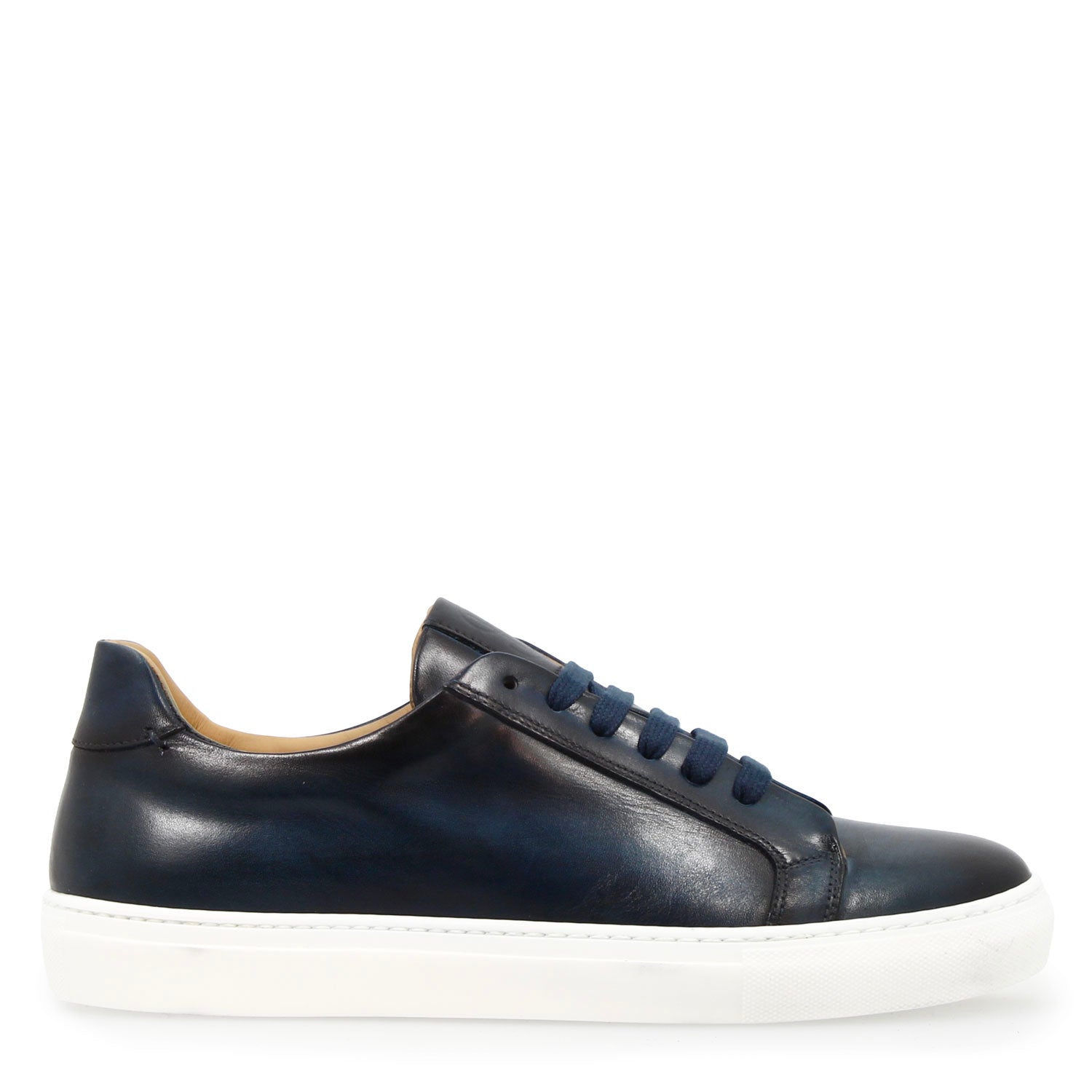 Leonardo Shoes Oreste sneakers uomo pelle blu spazzolata