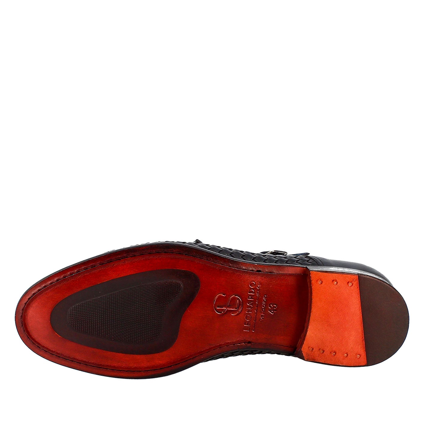Leonardo Shoes Francesine scarpa fibbia pelle blu