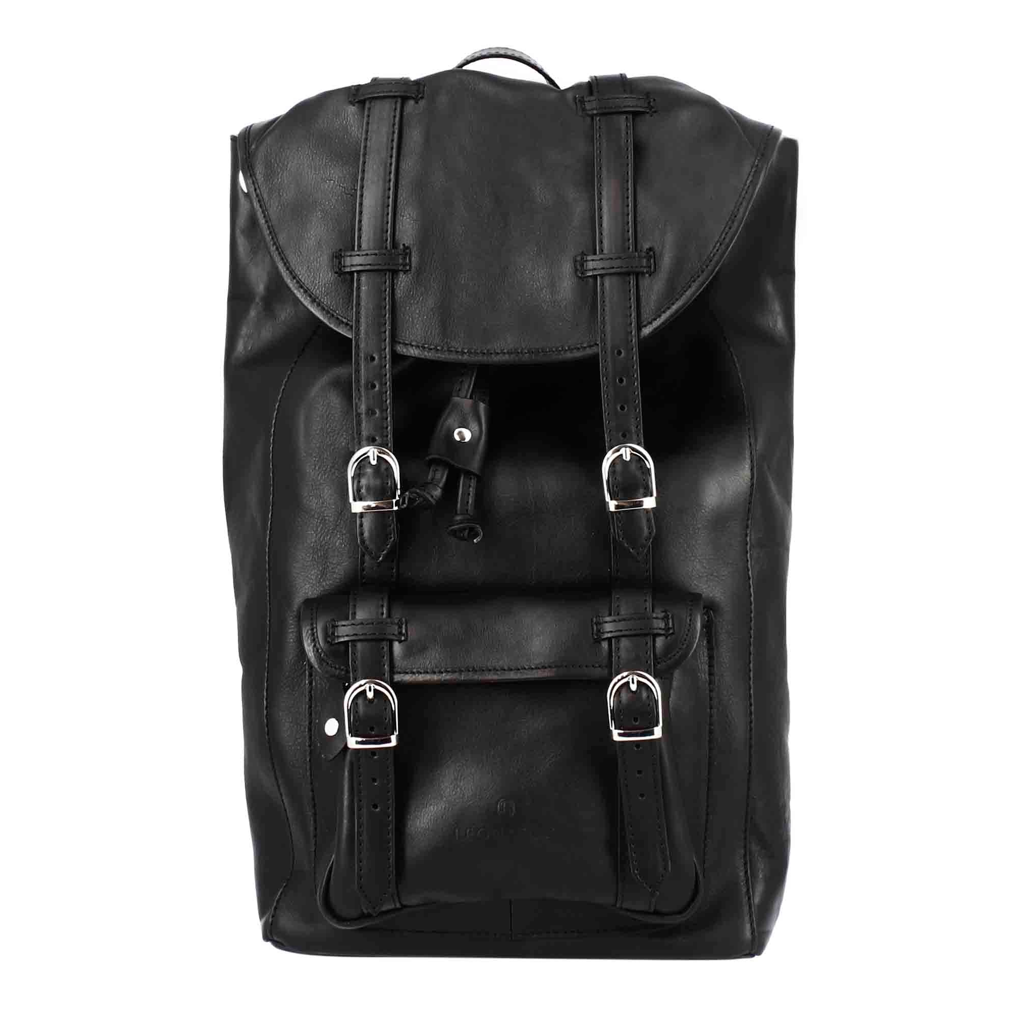 Leonardo Shoes Zaino Viaggio Borse Uomo Nero Pelle Pieno Fiore