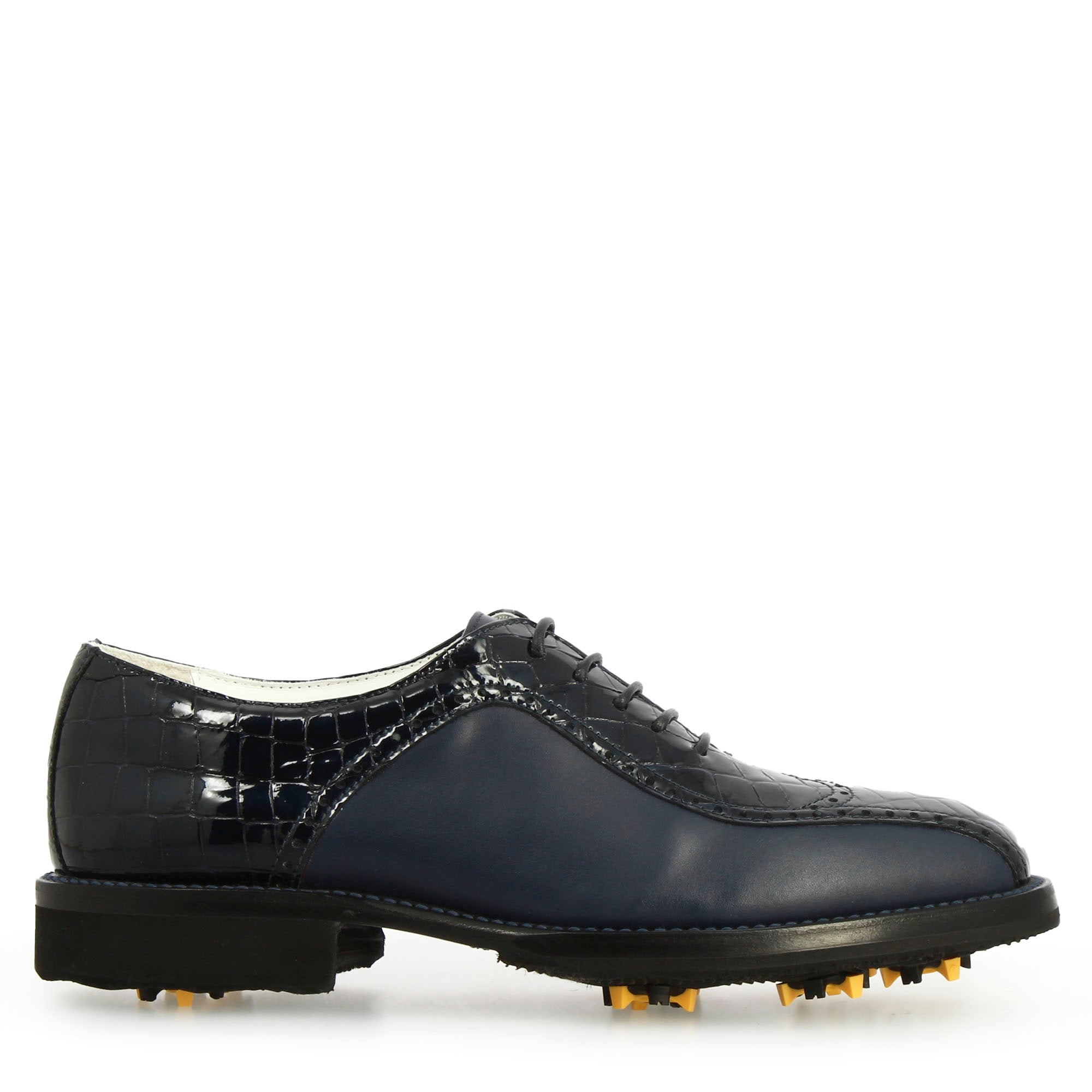 Leonardo Shoes Golf Calzature Pelle Blu Scuro Tacchetti