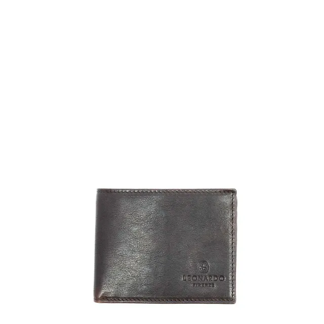 Leonardo Accessori Uomo P5 portafoglio pelle marrone scuro