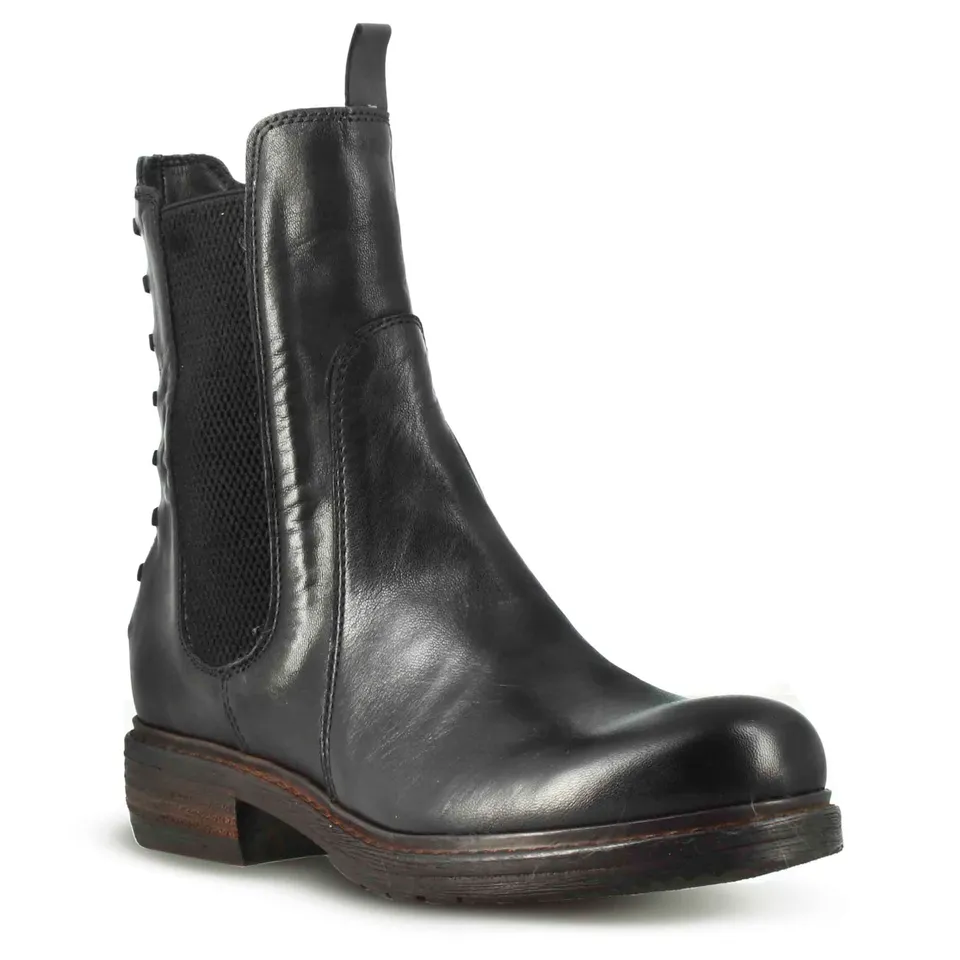 Leonardo Shoes Stivaletto Donna Pelle Nero Vintage Lacci