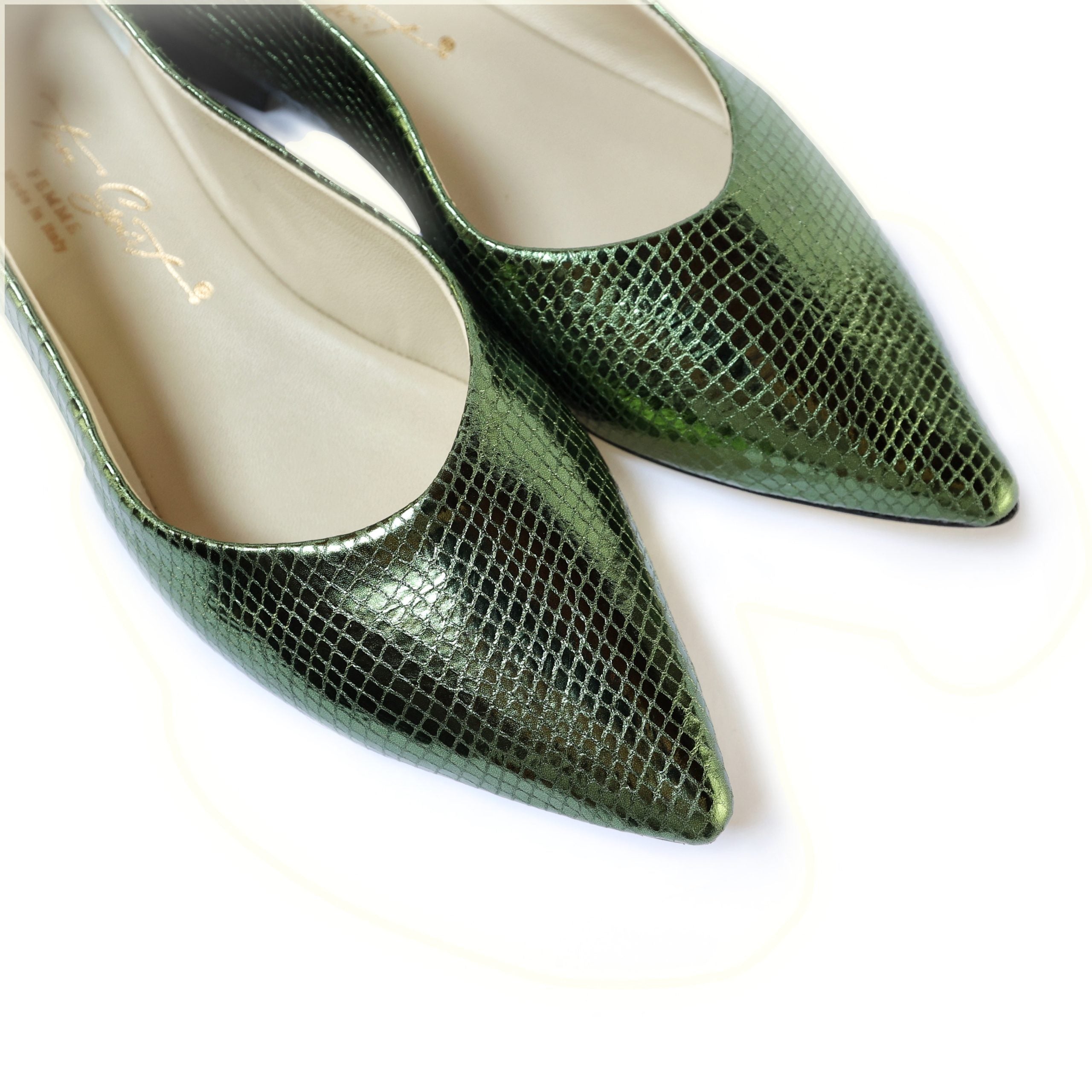 Ton Goût Tinna ballerine donna military snake pelle
