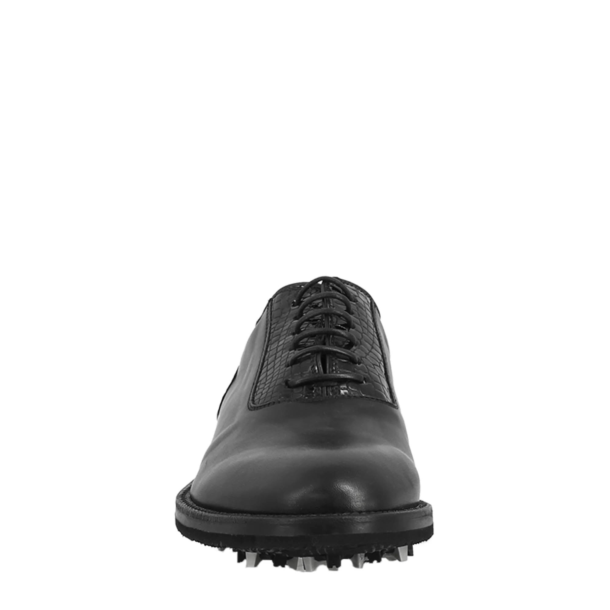 Leonardo Shoes Golf Scarpe da Golf Pelle Nero Punta Liscia