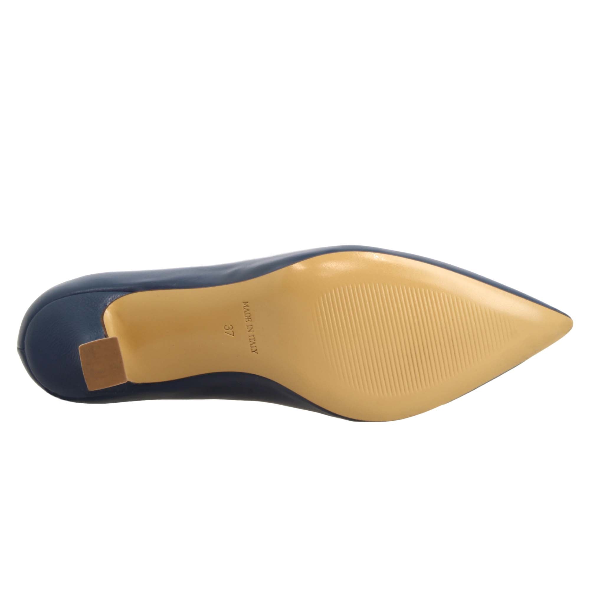 Leonardo Shoes Décolleté Punta Blu Pelle Tacco 9 cm