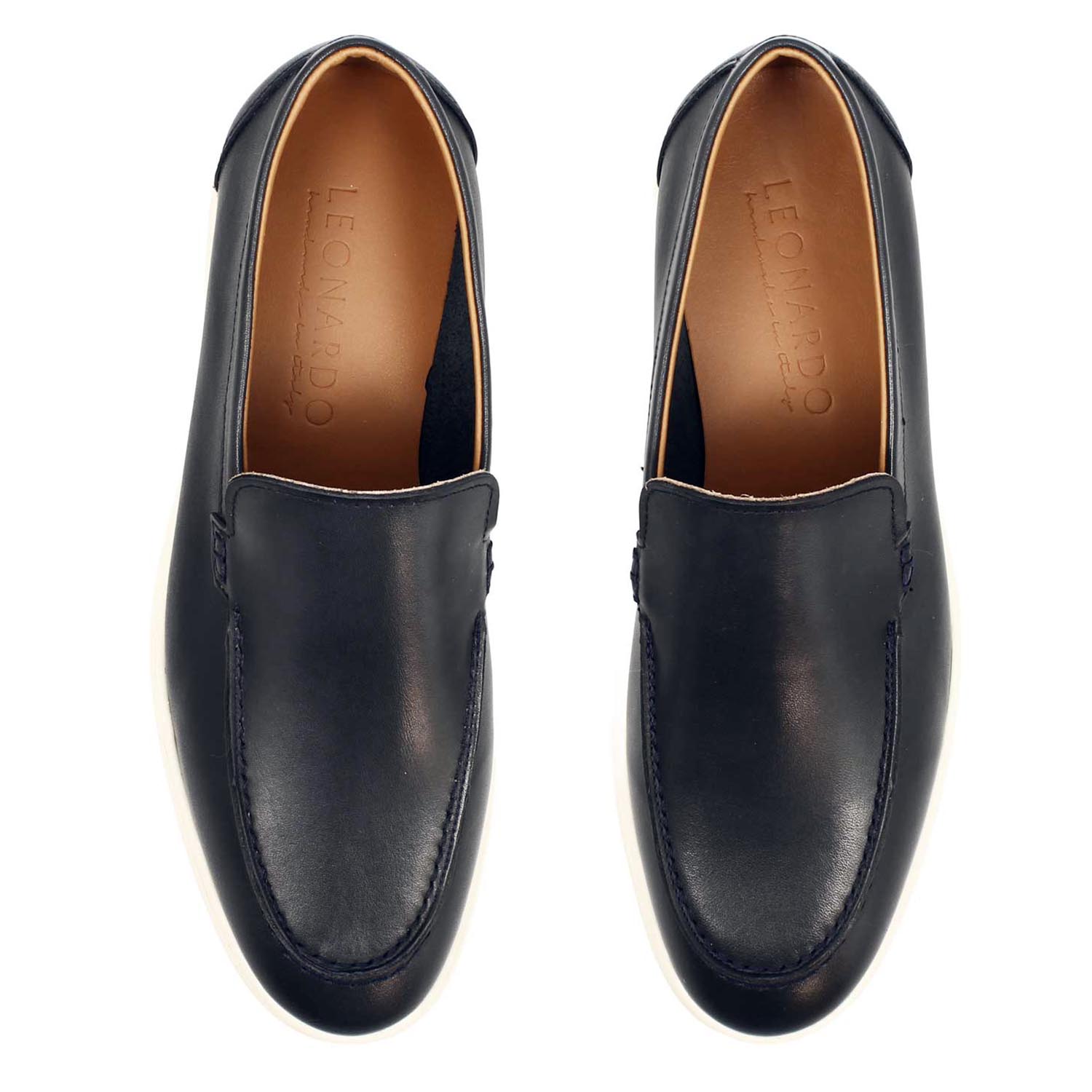 Leonardo Shoes Elite mocassino uomo pelle blu navy