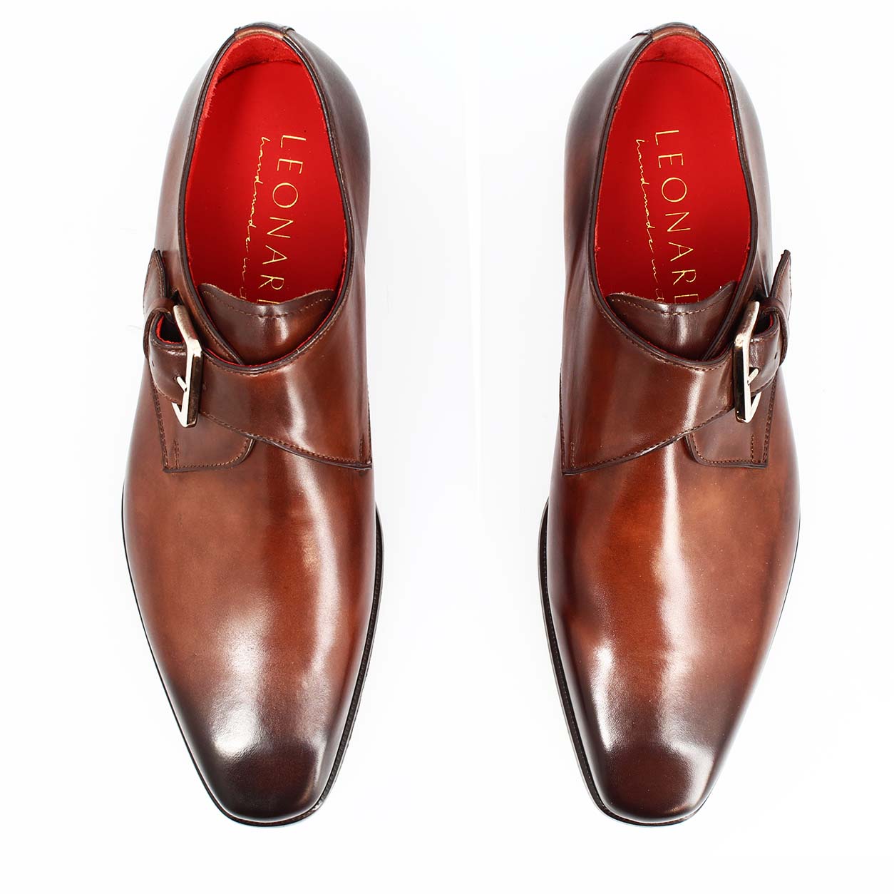 Leonardo Shoes Salvatore Francesine Uomo Pelle Marrone Fibbia