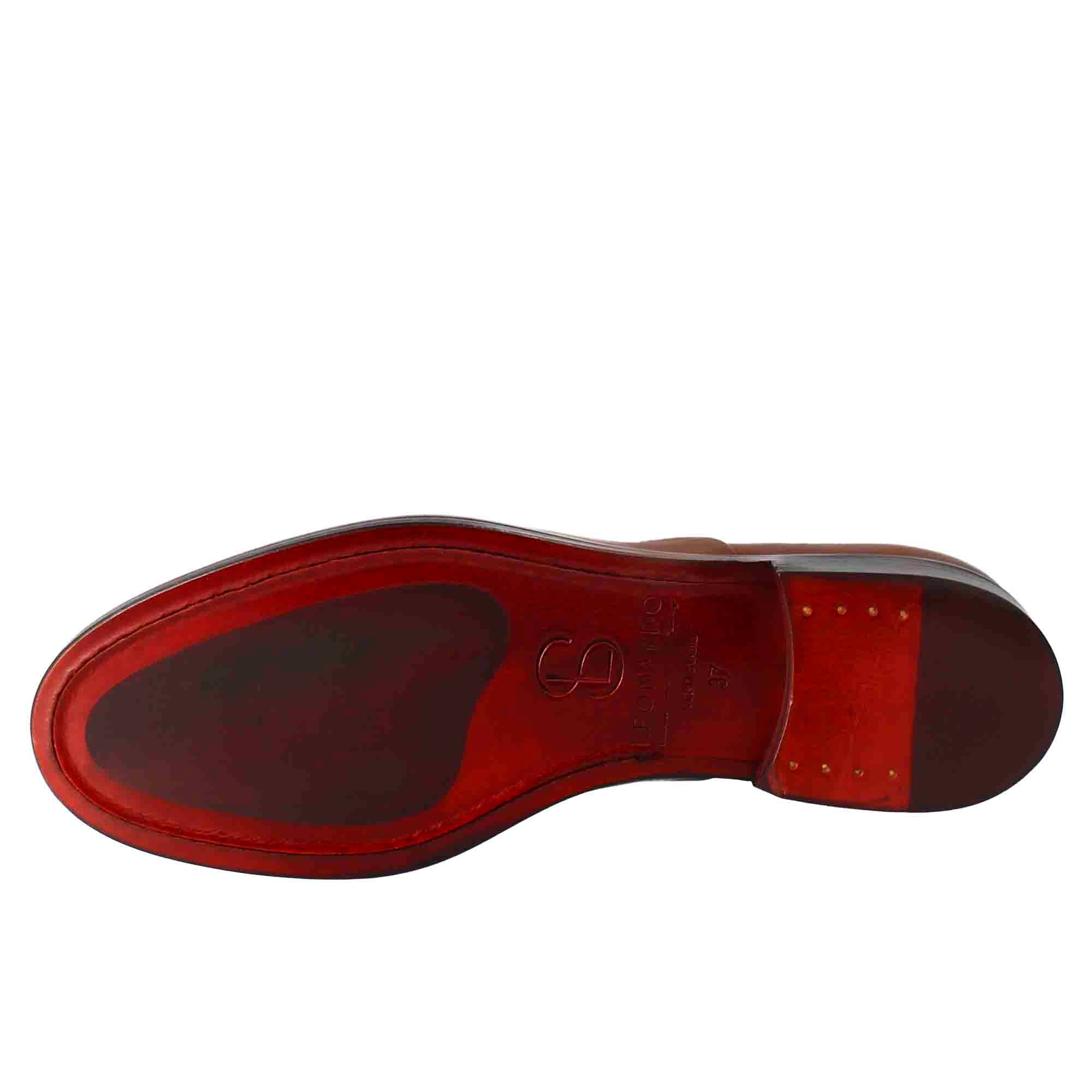 Leonardo Shoes Francesina donna pelle marrone chiaro stringata
