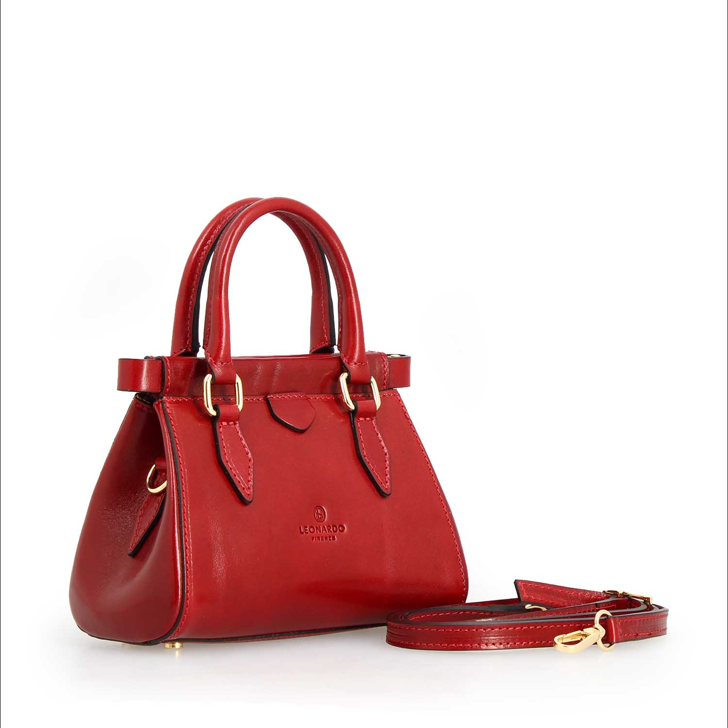 Leonardo Fiorenza borsetta pelle rosso tracolla 20 cm