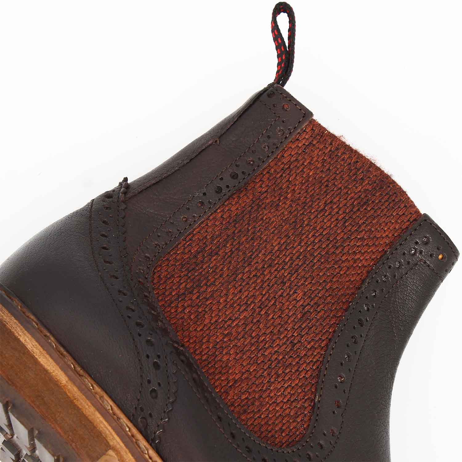 Leonardo Shoes Basilio stivaletto Chelsea pelle marrone scuro brogue