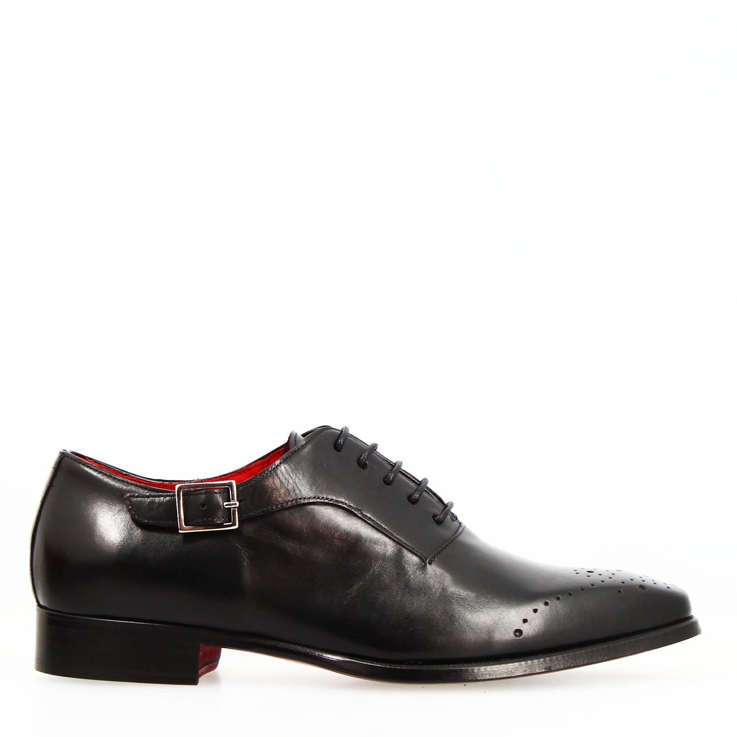 Leonardo Shoes Appiano francesine uomo nere pelle semibrogue