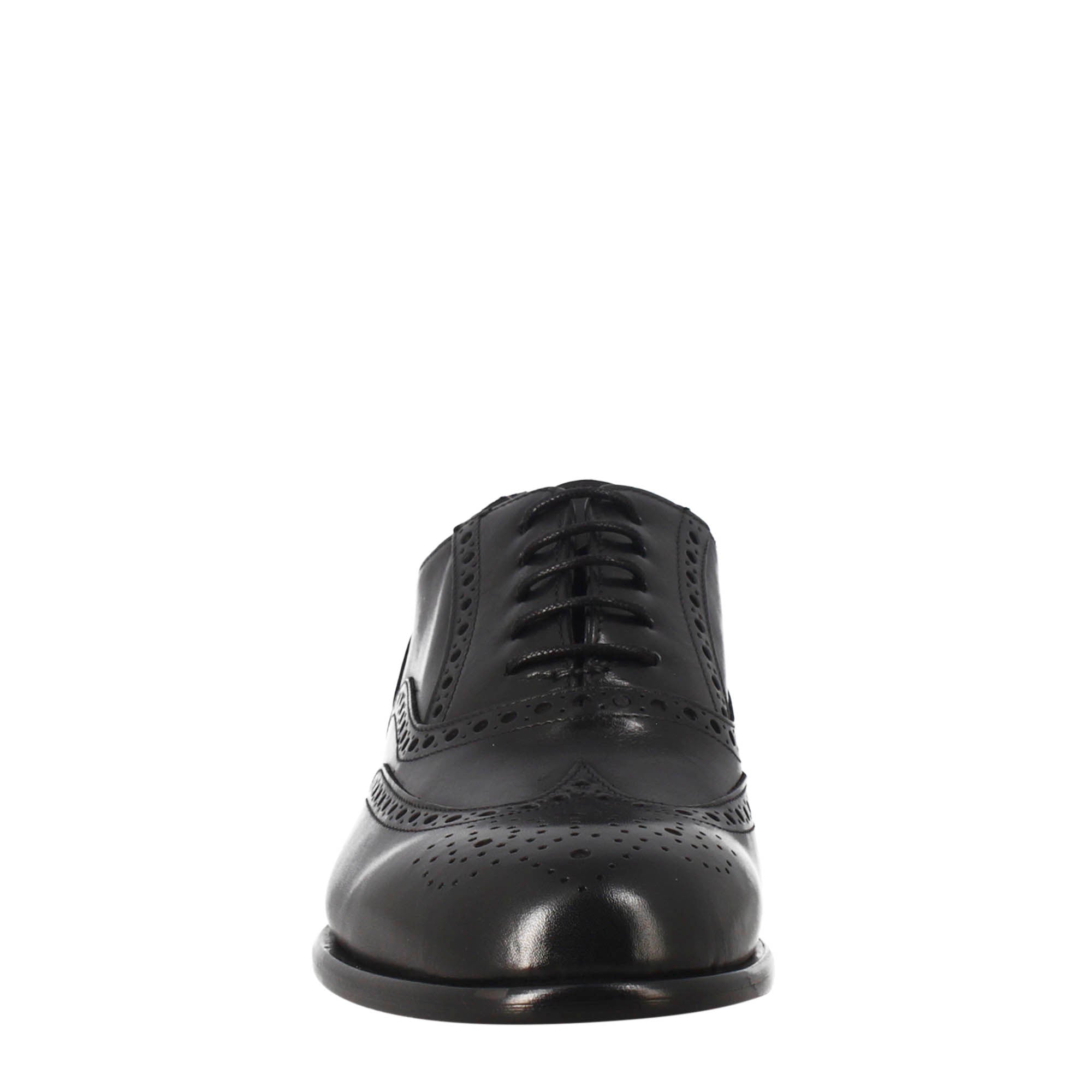 Leonardo Shoes Oxford Brogue Nero Pelle Francesina Uomo