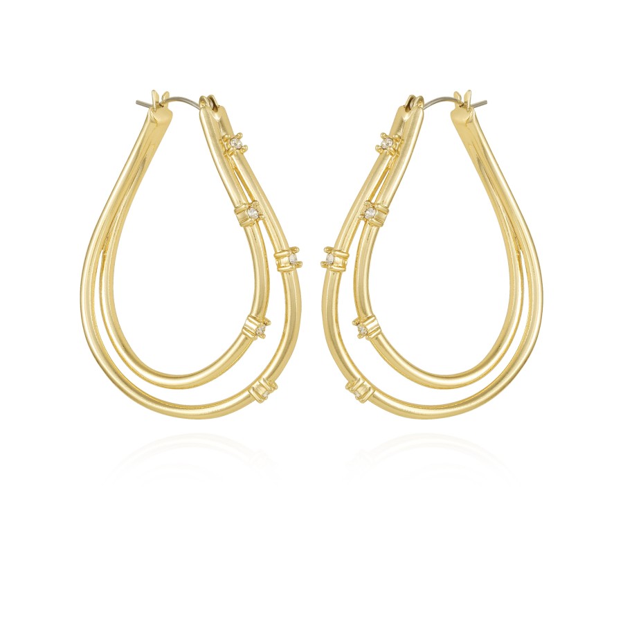 Vince Camuto orecchini cerchio ovali oro cristalli