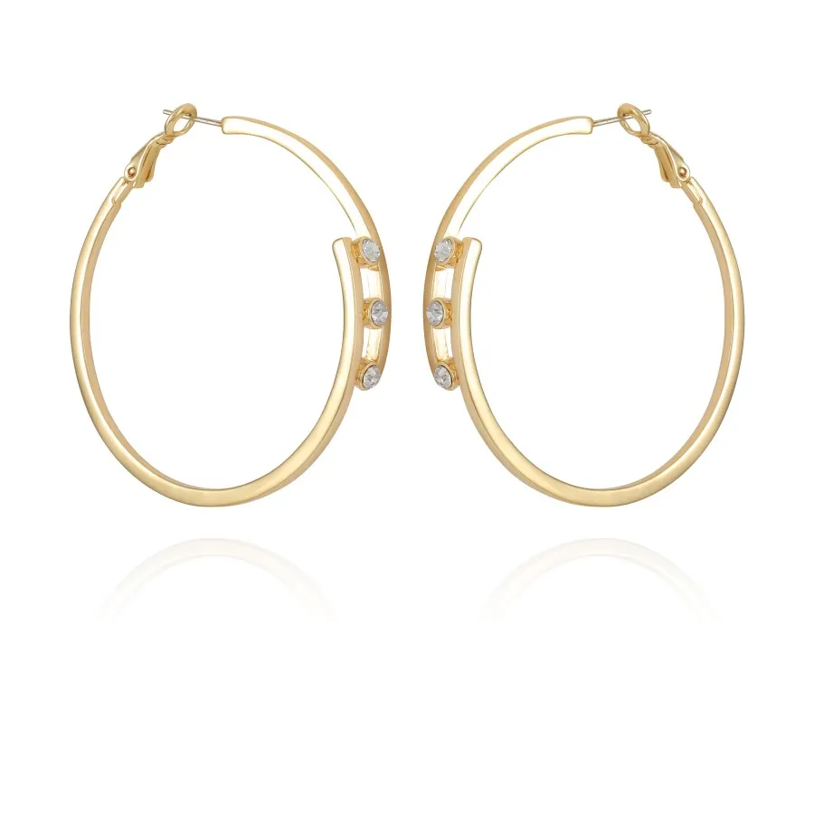 Vince Camuto Orecchini Cerchio Oro Pietre Cristallo