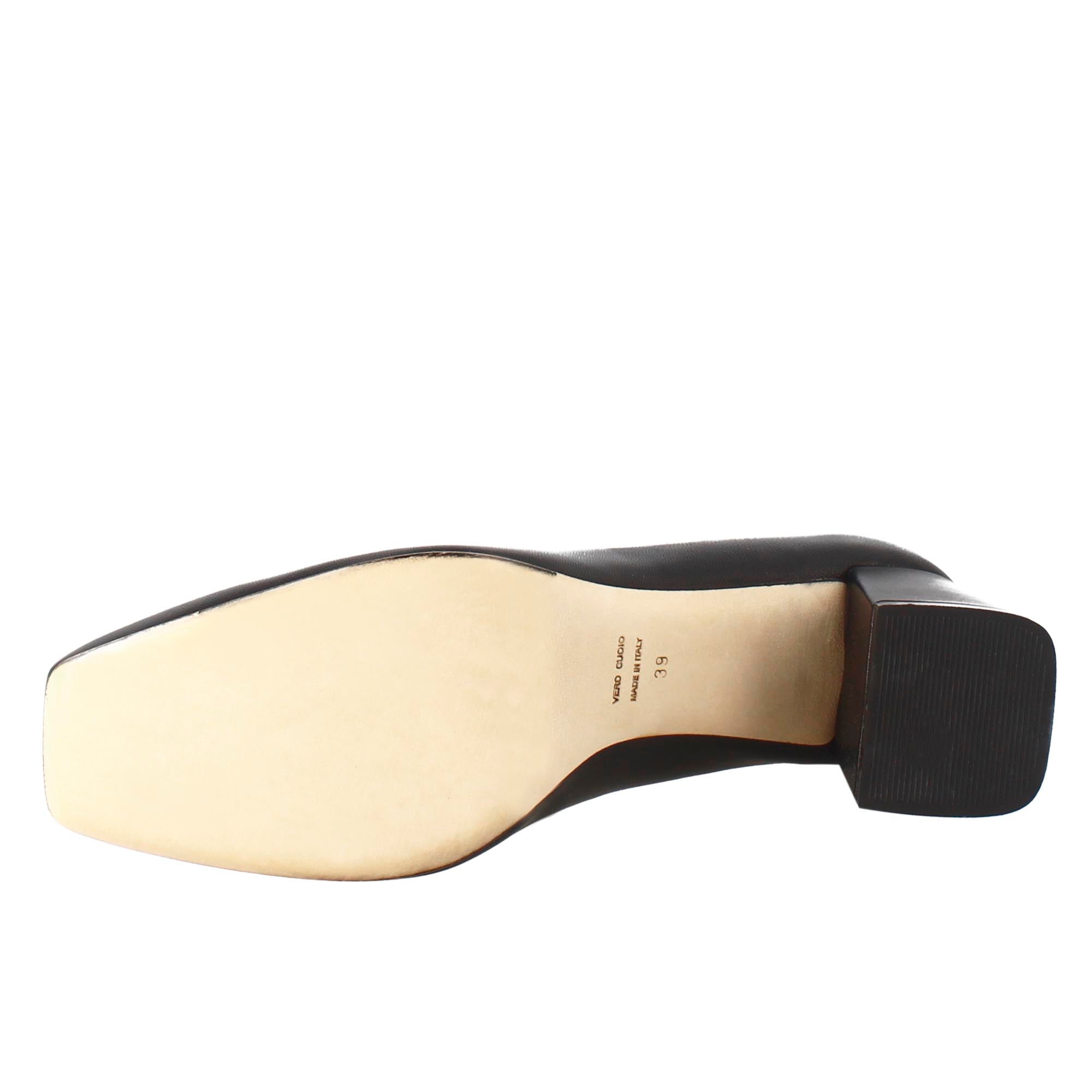 Leonardo Shoes décolleté donna pelle nero punta quadrata 7 cm
