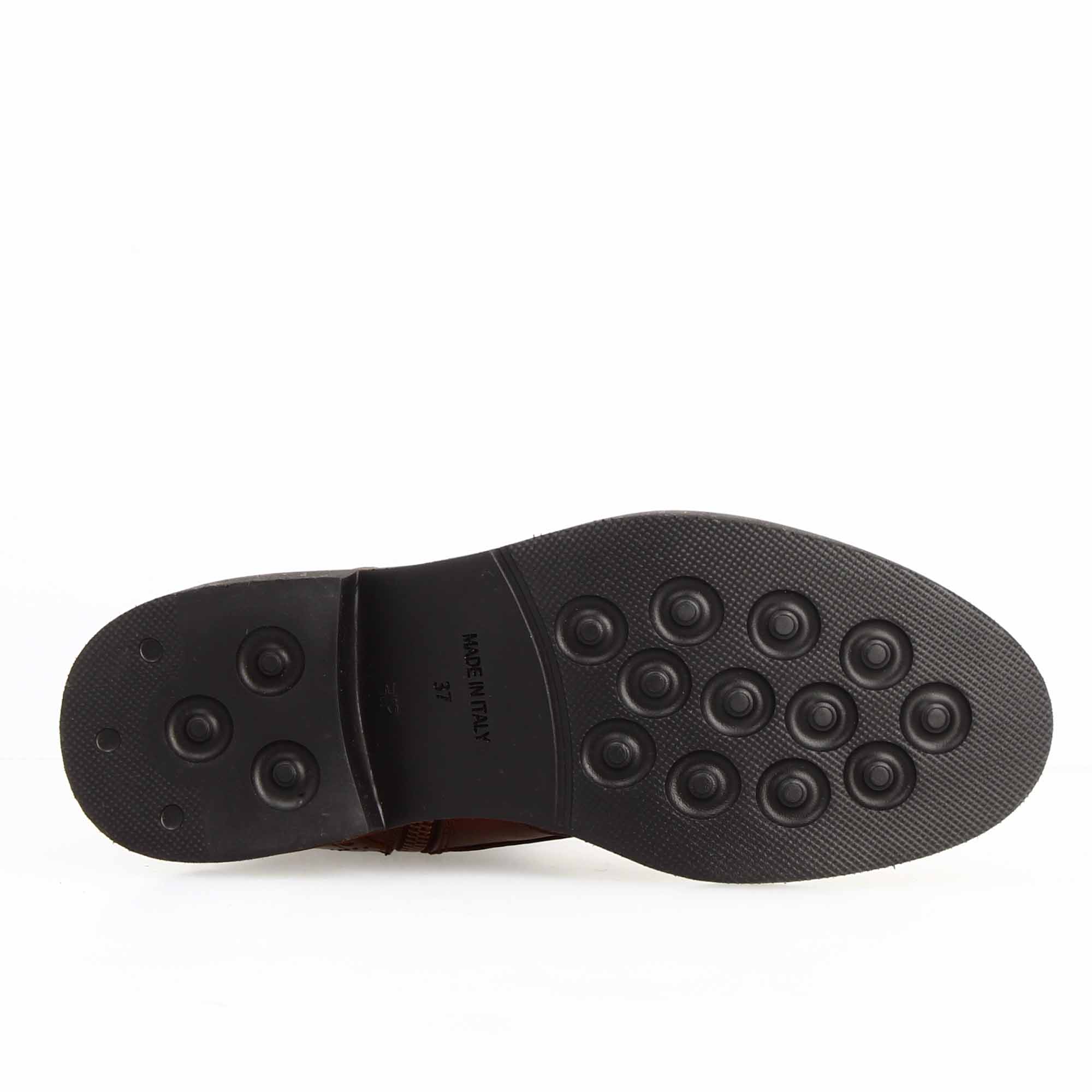 Leonardo Shoes Anfibio Donna Brogue Pelle Marrone Cuoio