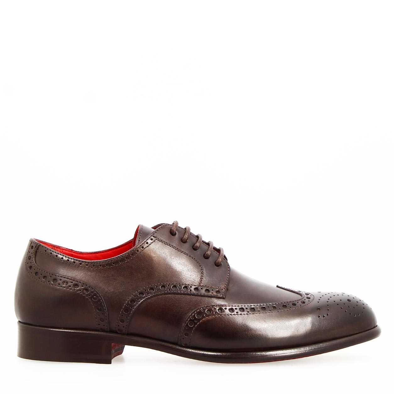 Leonardo Shoes Ottaviano derby uomo pelle marrone scuro
