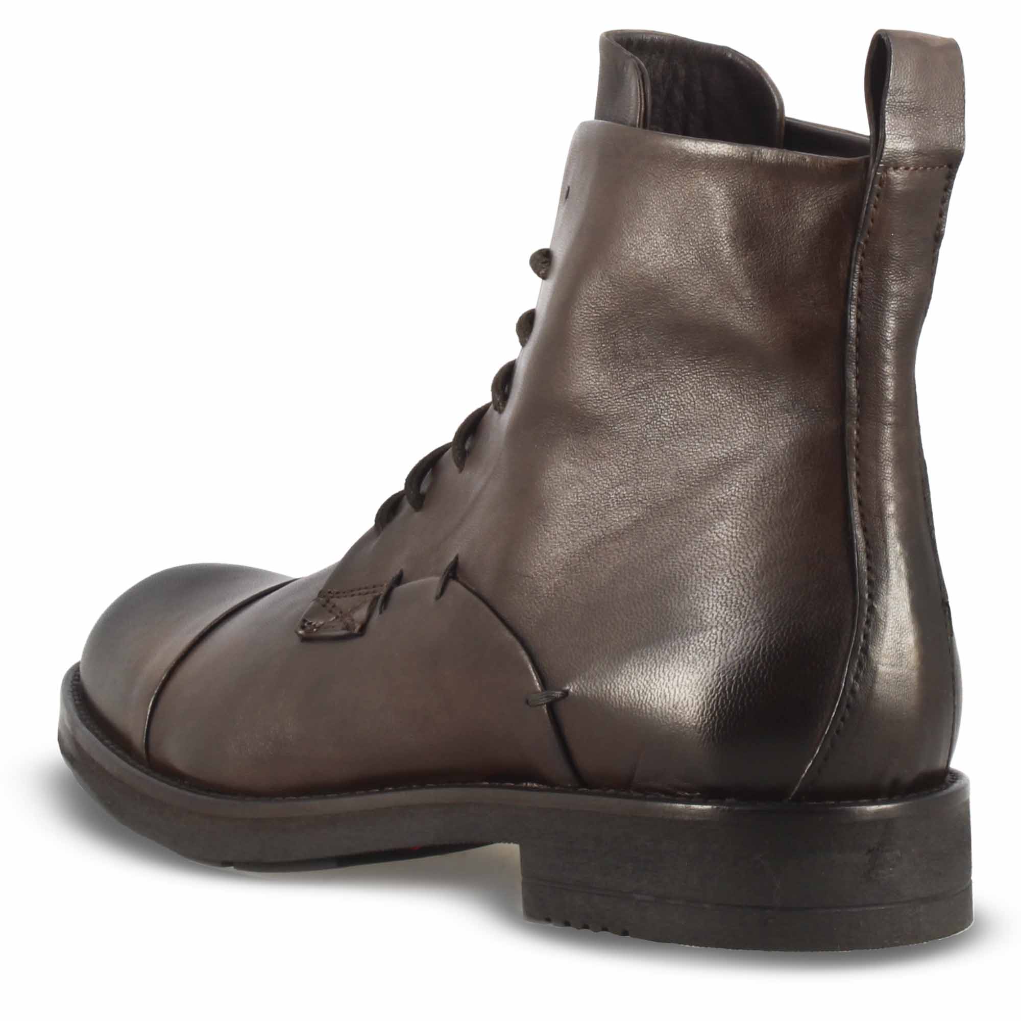 Leonardo Shoes stivaletto uomo pelle marrone scuro vintage