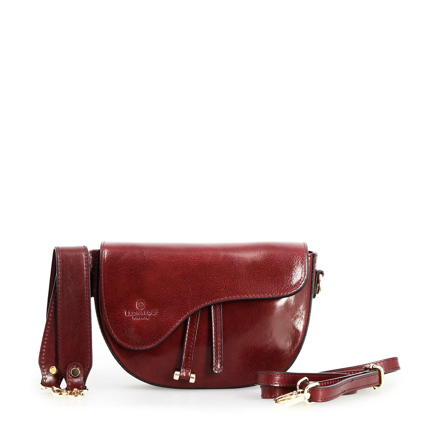 Leonardo Shoes Lena Bordeaux borsa tracolla pelle 22x16 cm