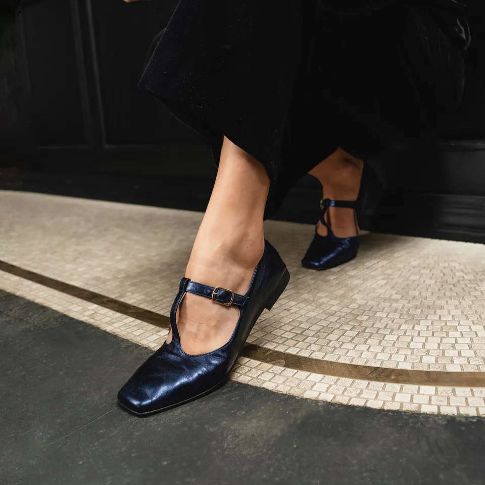 Ton Goût Paris ballerine donna blu midnight nappa