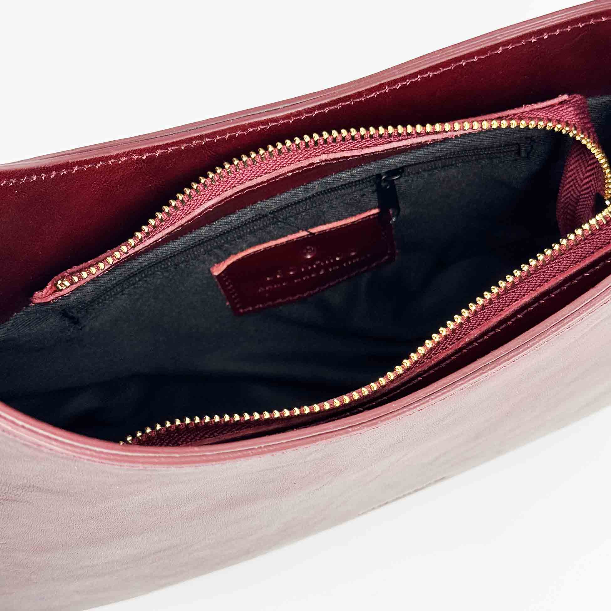Leonardo Isotta M borsa donna pelle bordeaux mezzaluna