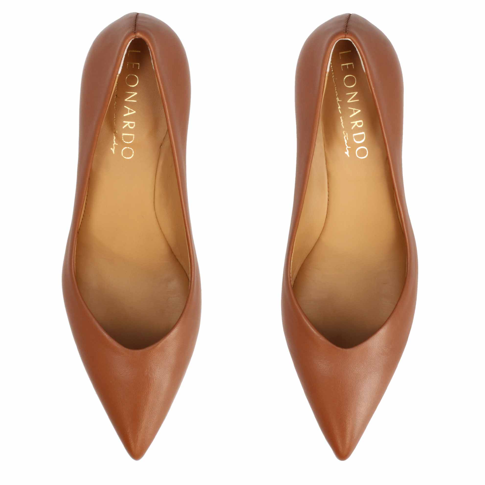 Leonardo Shoes Décolleté donna pelle marrone tacco 5 cm