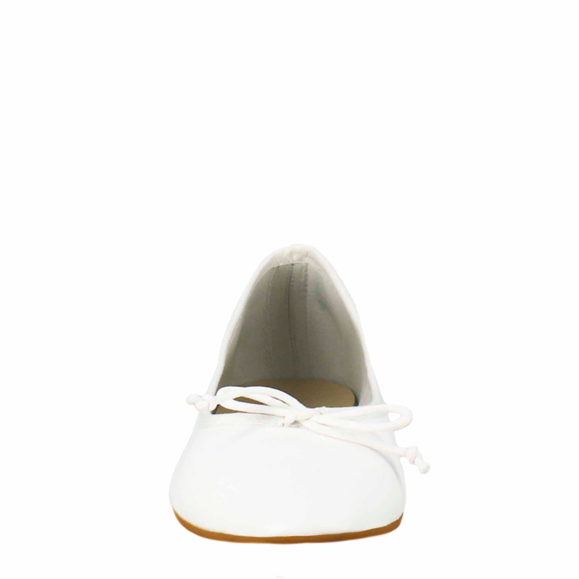 Leonardo Shoes BF-20 ballerine donna bianco pelle liscia fiocco