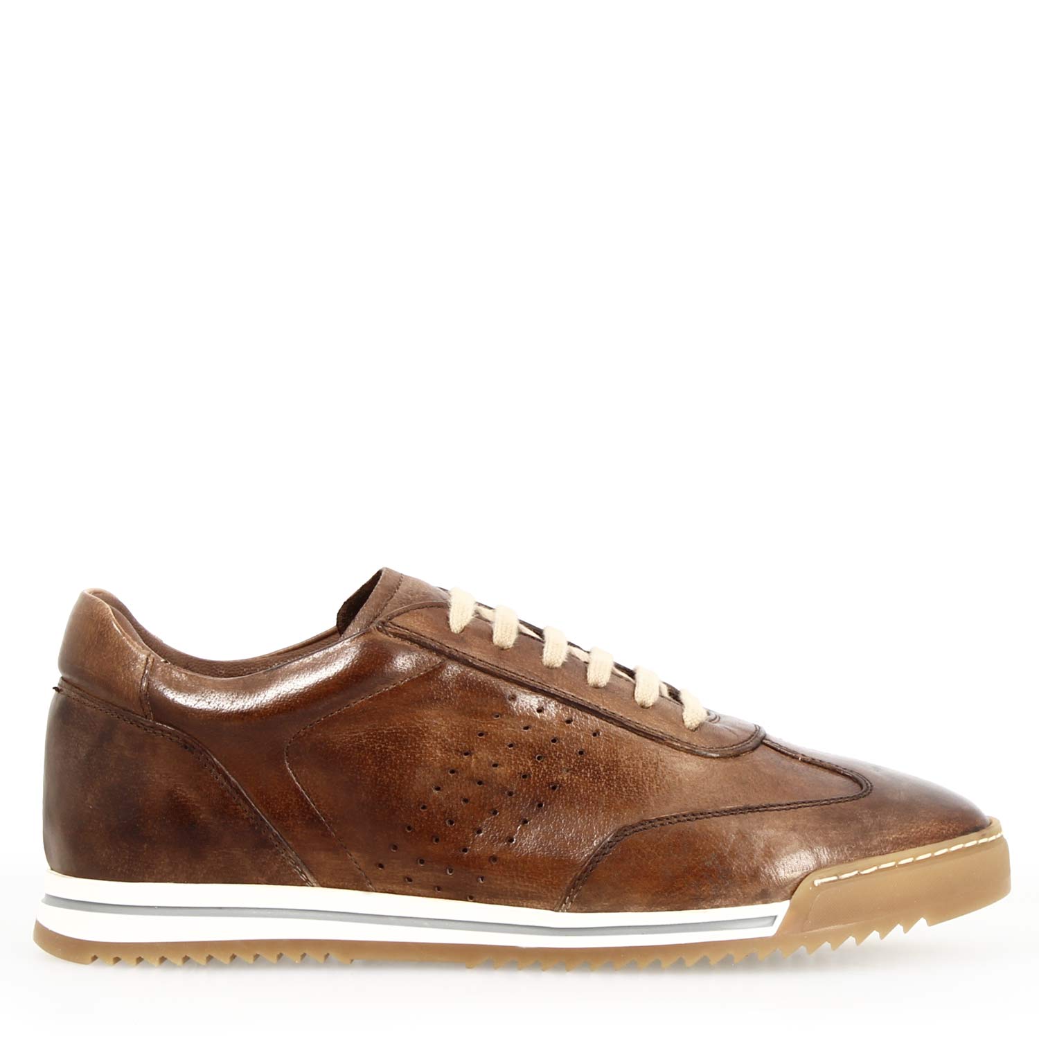Leonardo Shoes Barberino sneakers uomo marrone pelle
