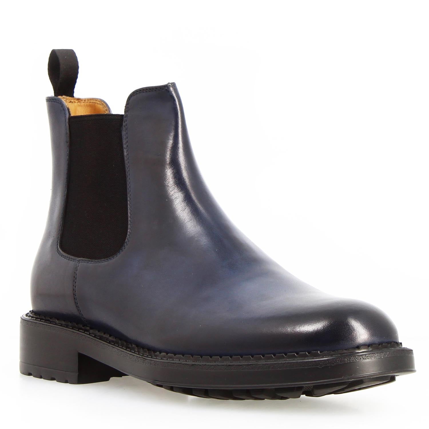 Leonardo Agusto stivaletto Chelsea pelle blu uomo Wearlight