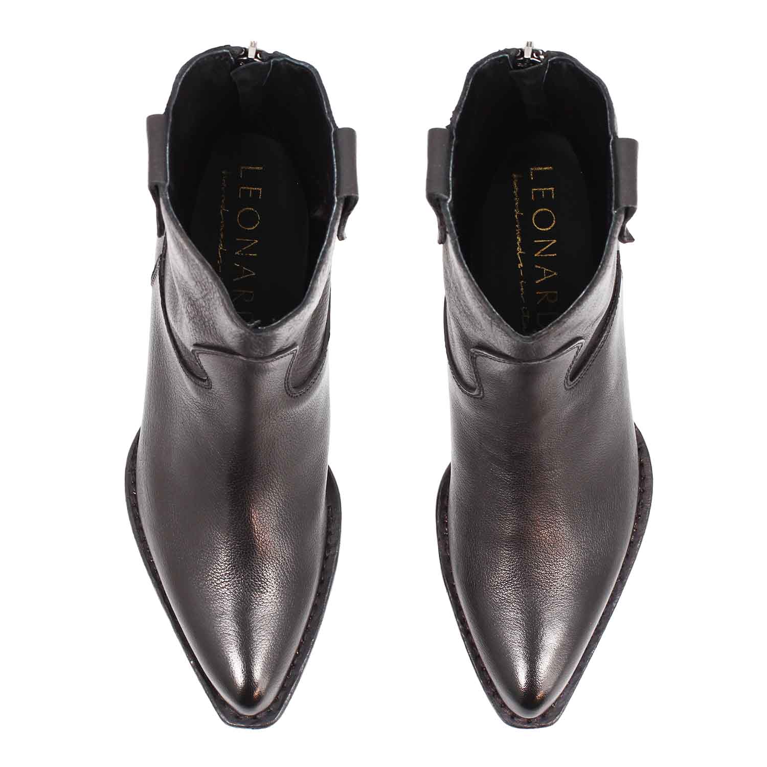 Leonardo Shoes Velvet stivaletto texano nero pelle