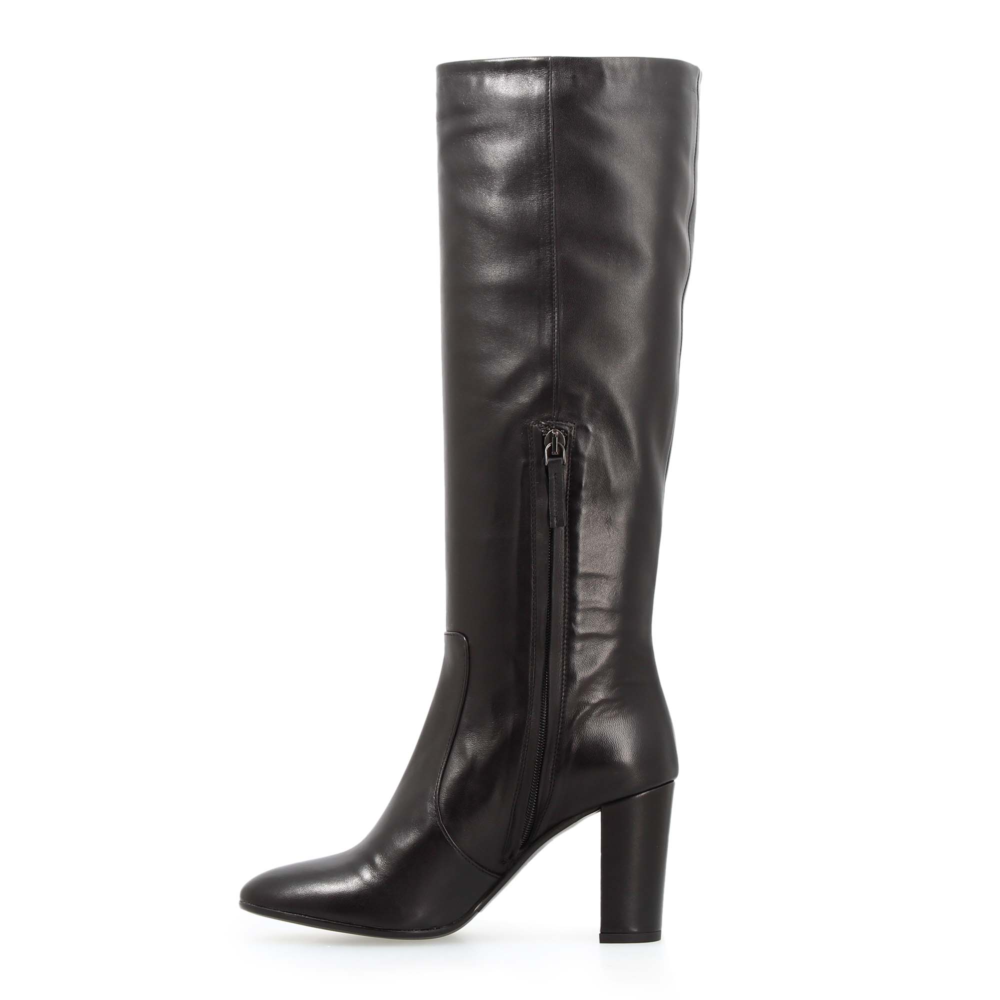 Leonardo Shoes Signoria Stivale Nero Tacco Alto 8 cm Pelle