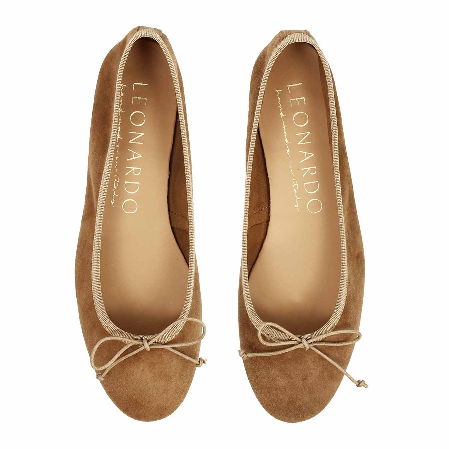 Leonardo Shoes Fiocco ballerine donna camoscio marrone chiaro