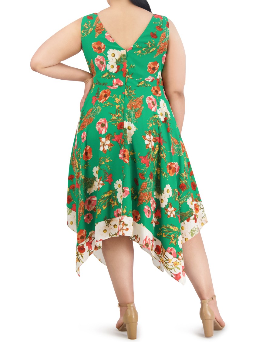Vince Camuto Abito Floreale Orlo Fazzoletto Donna Curvy