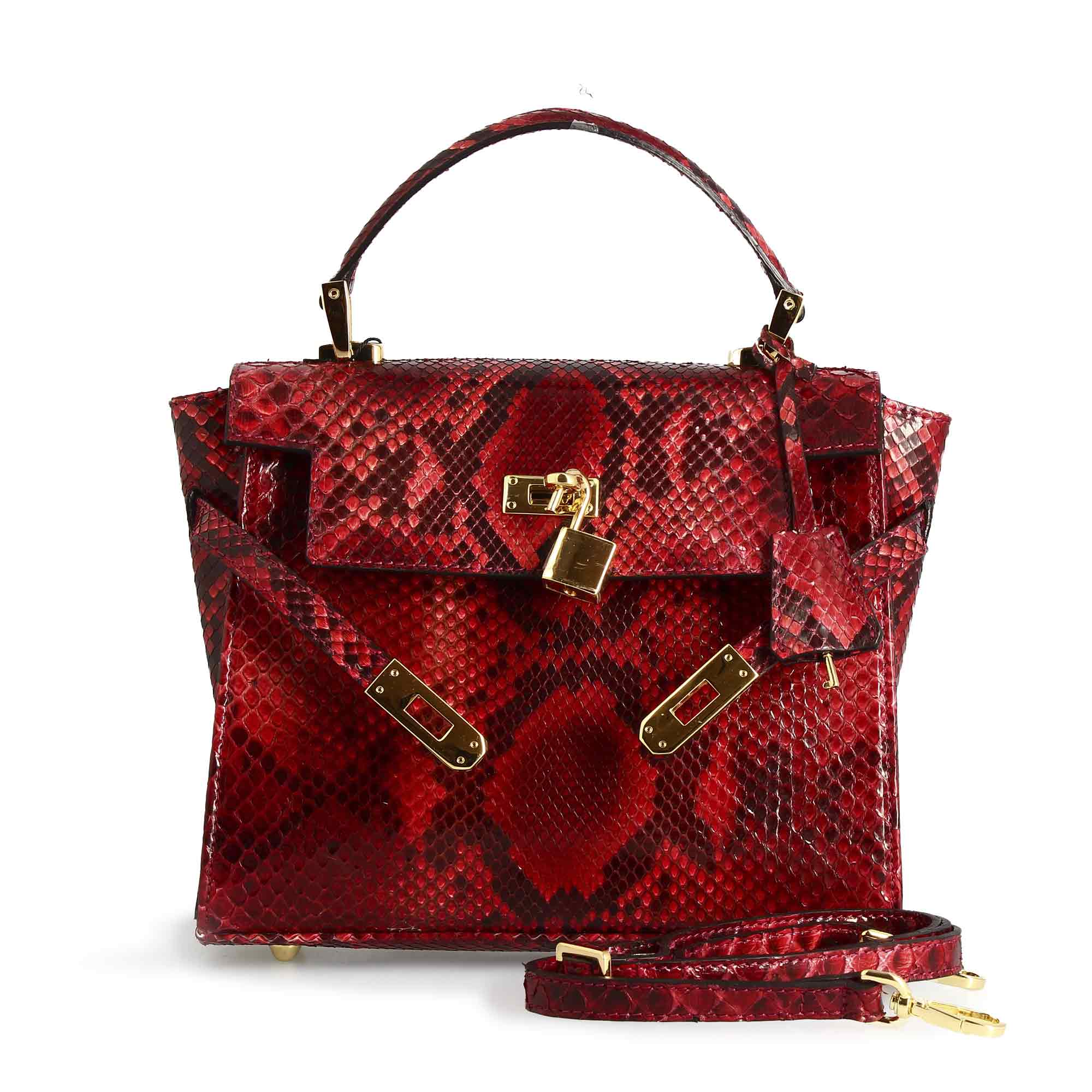 Leonardo Shoes Borse Donna borsa pitone rossa tracolla