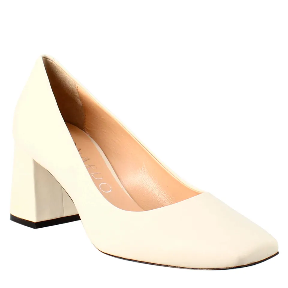 Leonardo Shoes Décolleté Donna pelle beige punta squadrata