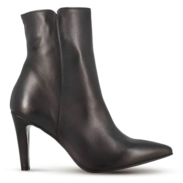 Leonardo Shoes stivaletto pelle nero punta tacco 9 cm