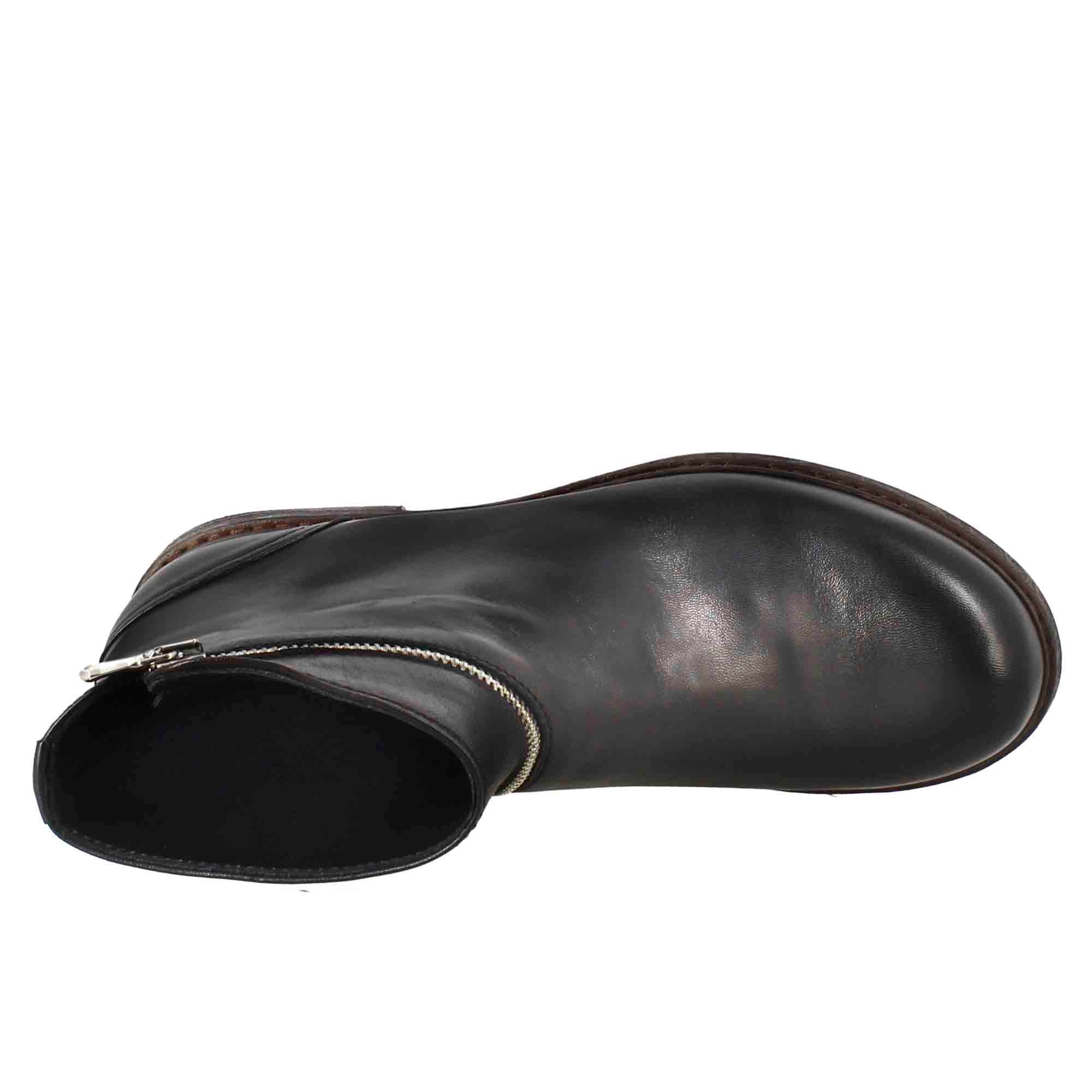 Leonardo Shoes Paupa stivaletti donna pelle nero zip diagonale