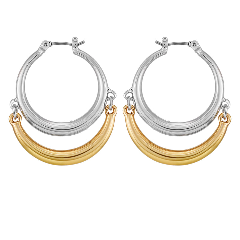 Vince Camuto Two Tone Orecchini Cerchio Argento Oro