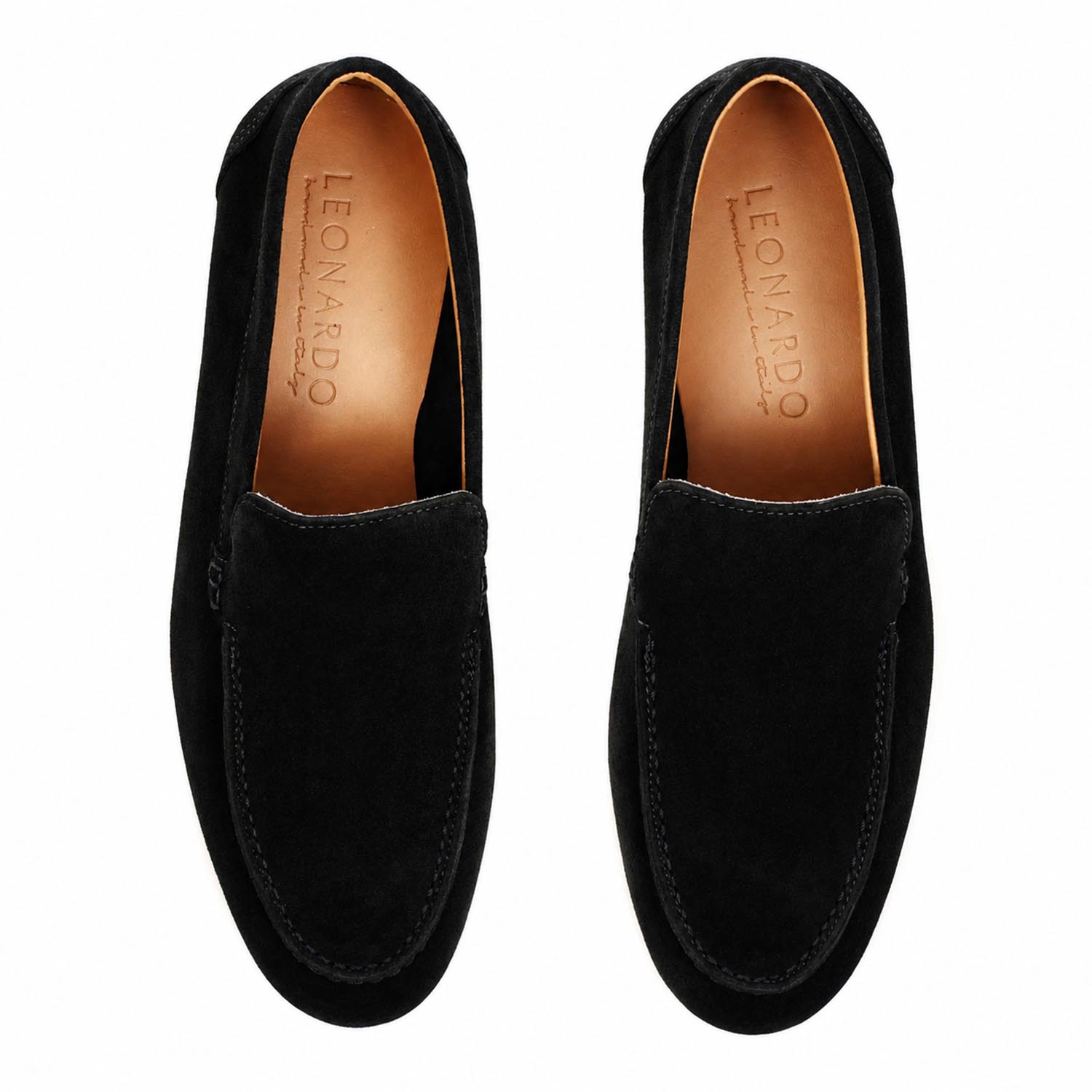 Leonardo Shoes Elite Nero mocassini uomo camoscio nero