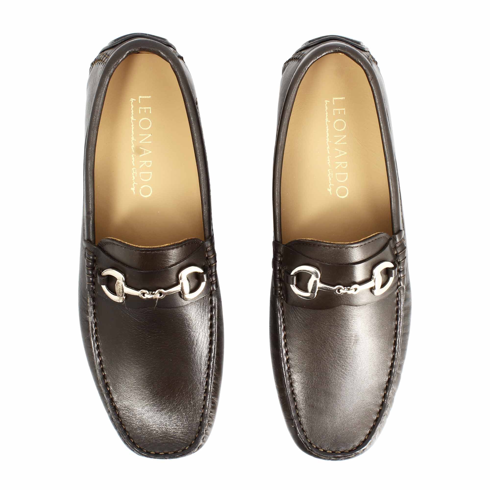 Leonardo Shoes Ulisse mocassini uomo marrone morsetto pelle