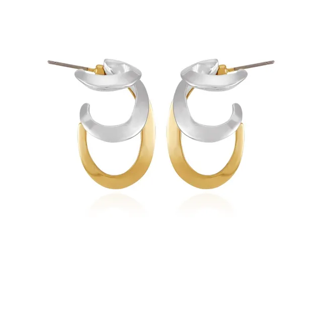 Vince Camuto Earrings Orecchini cerchio foglie bicolore