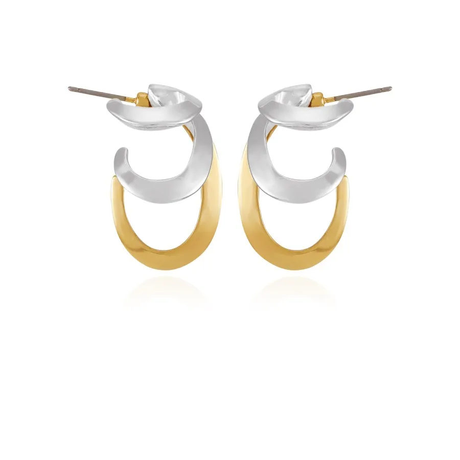 Vince Camuto Earrings Orecchini cerchio foglie bicolore