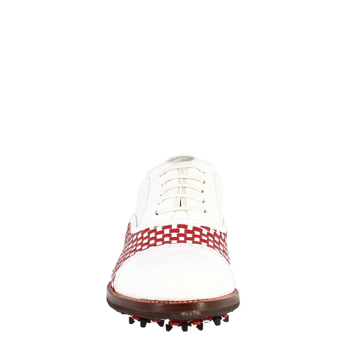 Leonardo Shoes Golf Calzature scarpe golf pelle bianco rosso